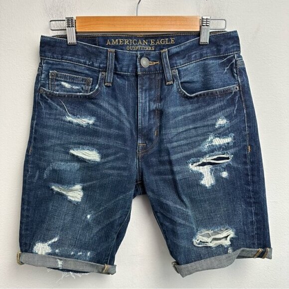 AE Distressed Denim Bermuda Jean Shorts Size 26 - Picture 1 of 4